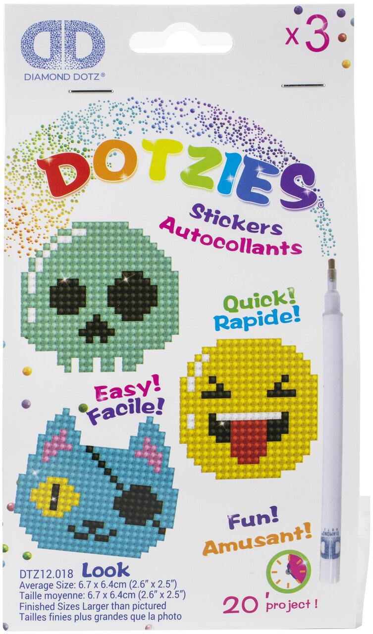 Diamond Dotz Dotzies Diamond Art Sticker Kit -Multi Pack Look 3/Pkg